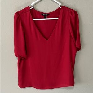 Express Scarlet V-Neck Blouse